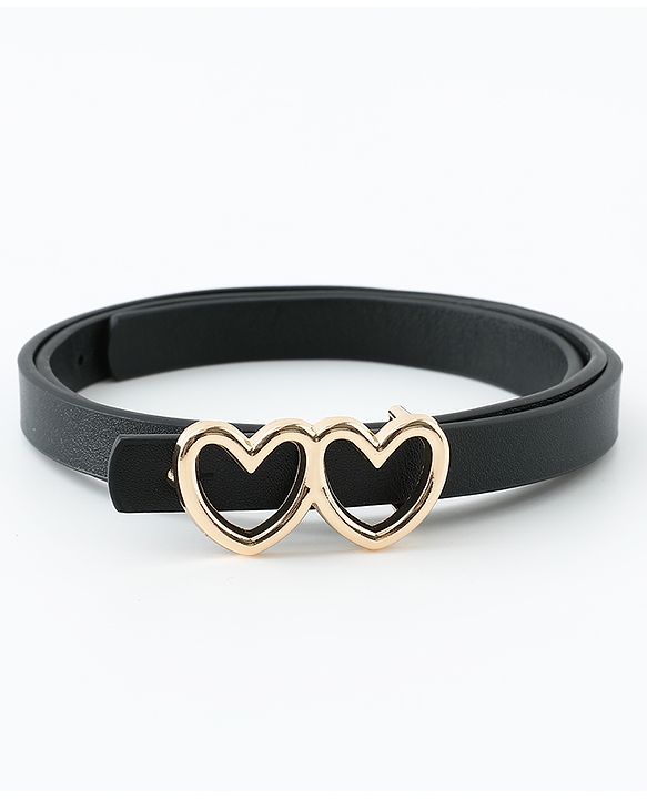 Pine Kids Belt with Heart Shape Buckle - Black