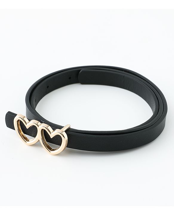 Pine Kids Belt with Heart Shape Buckle - Black