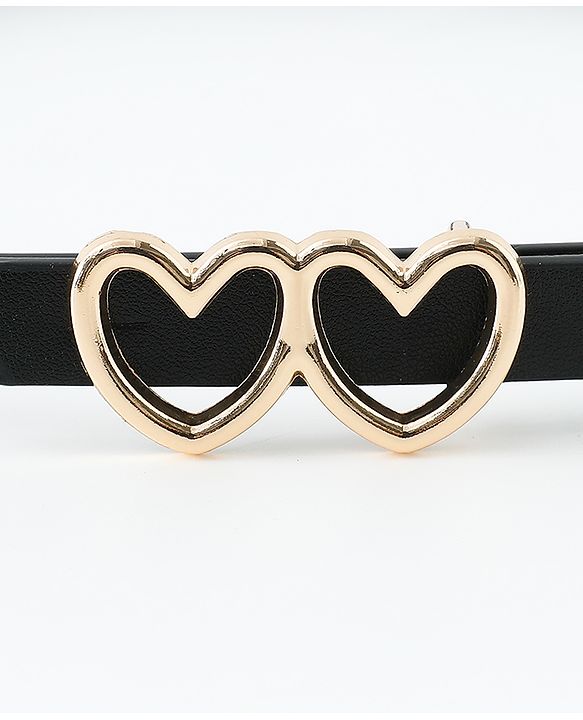 Pine Kids Belt with Heart Shape Buckle - Black