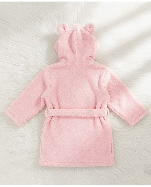 Babyhug Velour Knit Full Sleeves Hooded Bathrobe With Ear Applique - Orange