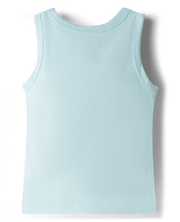 Babyhug Single Jersey Knit Sleeveless Sando With Text Print Pack Of 3 - Purple White & Light Blue