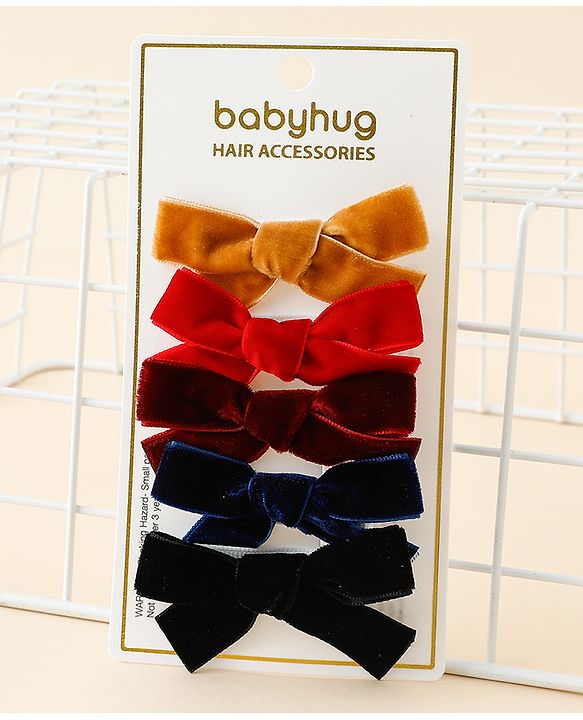 Babyhug Free Size Bow & Butterfly Clips Pack of 5 - Multicolor