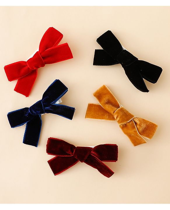 Babyhug Free Size Bow & Butterfly Clips Pack of 5 - Multicolor