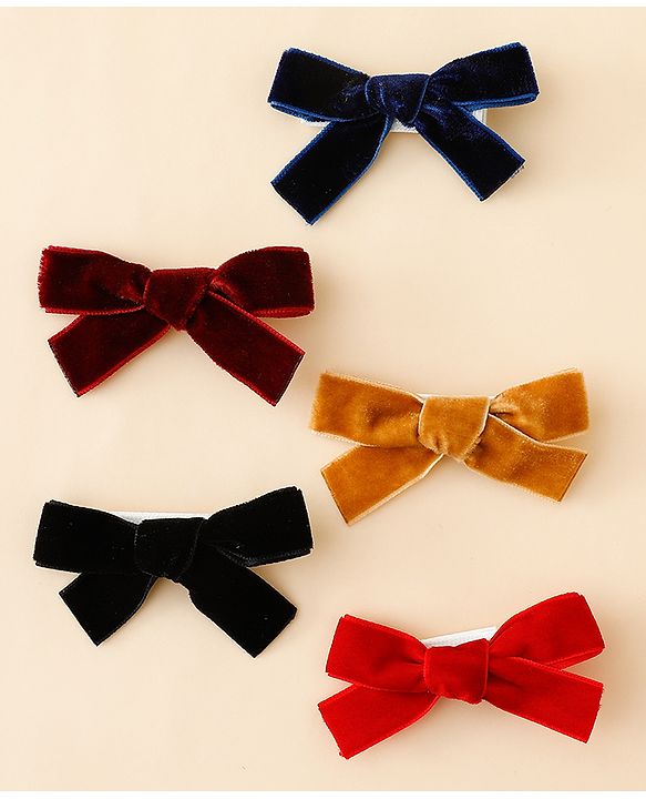 Babyhug Free Size Bow & Butterfly Clips Pack of 5 - Multicolor