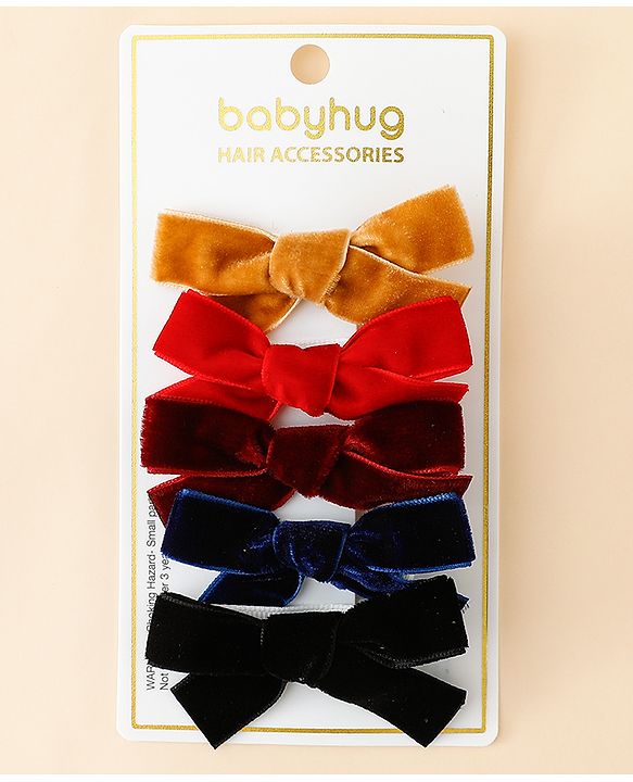 Babyhug Free Size Bow & Butterfly Clips Pack of 5 - Multicolor