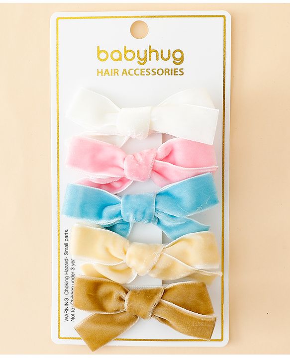 Babyhug Free Size Bow & Butterfly Clips Pack of 5 - Multicolor
