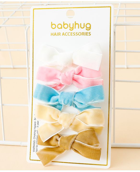 Babyhug Free Size Bow & Butterfly Clips Pack of 5 - Multicolor