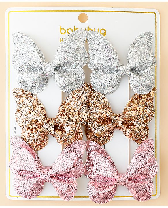 Babyhug Free Size Bow & Butterfly Clips Pack of 6 - Multicolor