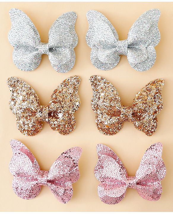 Babyhug Free Size Bow & Butterfly Clips Pack of 6 - Multicolor