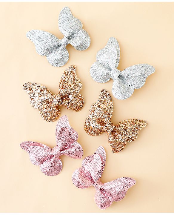 Babyhug Free Size Bow & Butterfly Clips Pack of 6 - Multicolor