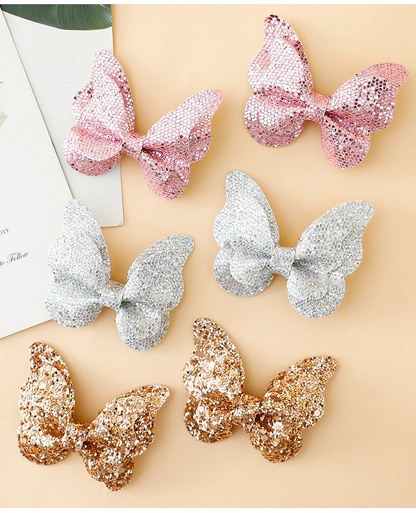 Babyhug Free Size Bow & Butterfly Clips Pack of 6 - Multicolor