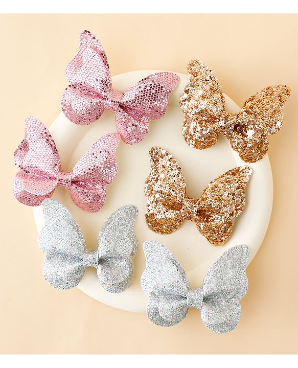 Babyhug Free Size Bow & Butterfly Clips Pack of 6 - Multicolor