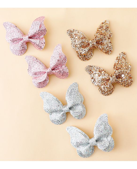 Babyhug Free Size Bow & Butterfly Clips Pack of 6 - Multicolor
