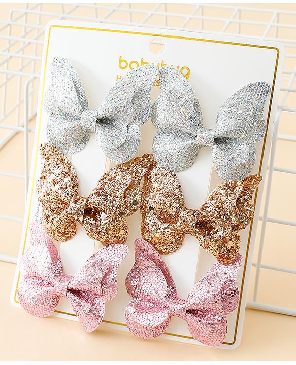 Babyhug Free Size Bow & Butterfly Clips Pack of 6 - Multicolor