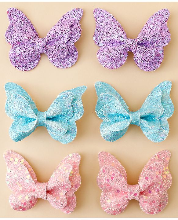 Babyhug Free Size Bow & Butterfly Clips Pack of 6 - Multicolor
