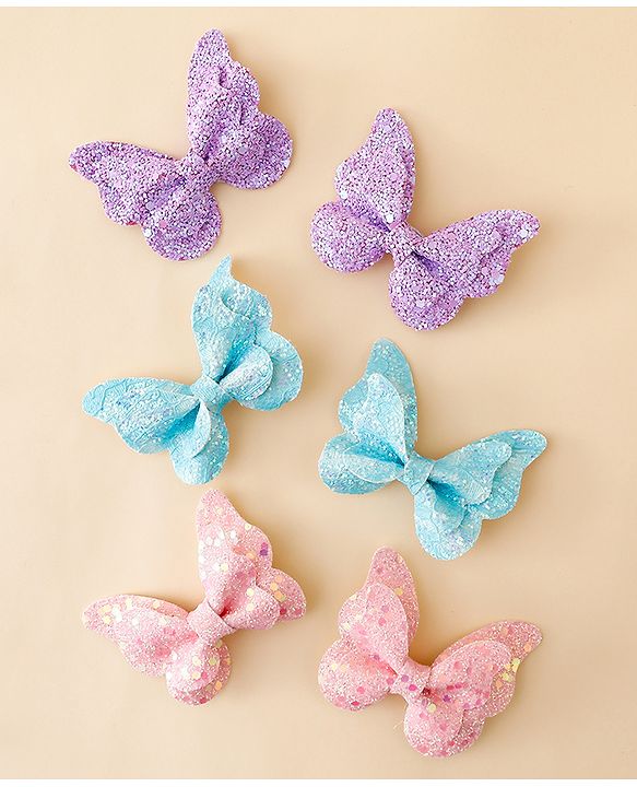 Babyhug Free Size Bow & Butterfly Clips Pack of 6 - Multicolor