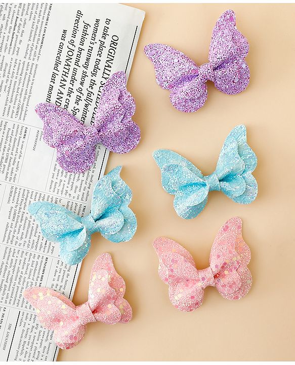 Babyhug Free Size Bow & Butterfly Clips Pack of 6 - Multicolor