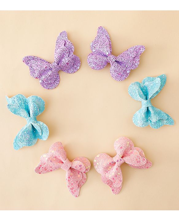 Babyhug Free Size Bow & Butterfly Clips Pack of 6 - Multicolor
