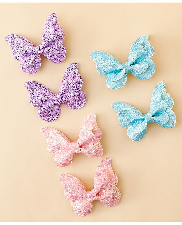 Babyhug Free Size Bow & Butterfly Clips Pack of 6 - Multicolor