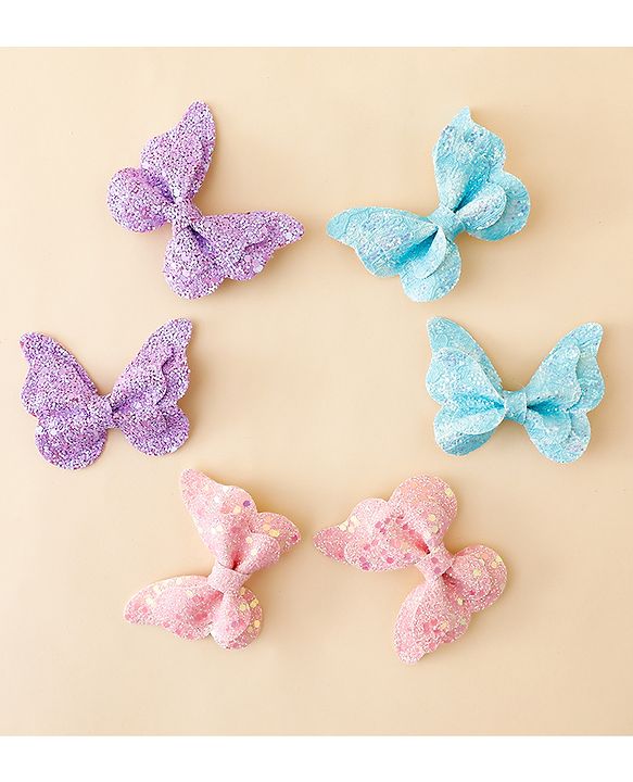 Babyhug Free Size Bow & Butterfly Clips Pack of 6 - Multicolor