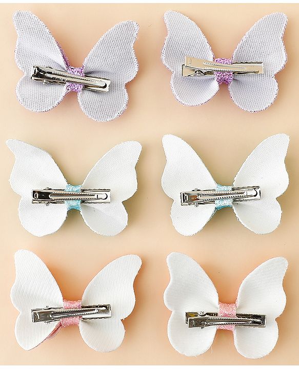 Babyhug Free Size Bow & Butterfly Clips Pack of 6 - Multicolor