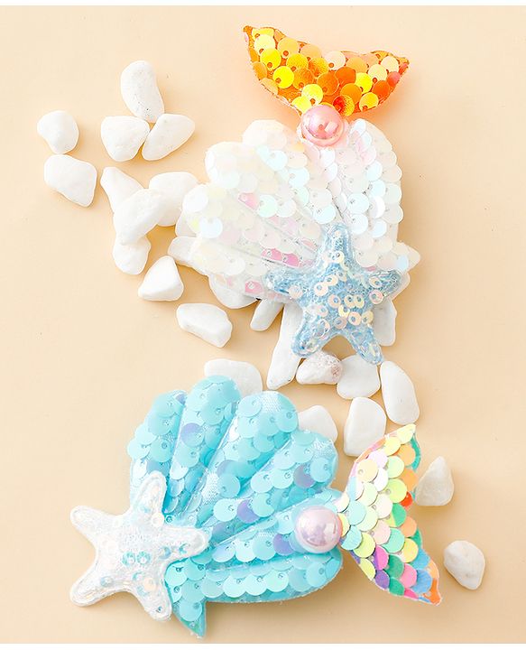 Babyhug Hair Pins And Clips With Sequin and Pearls Pack of 2 - Multicolor