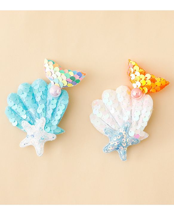 Babyhug Hair Pins And Clips With Sequin and Pearls Pack of 2 - Multicolor
