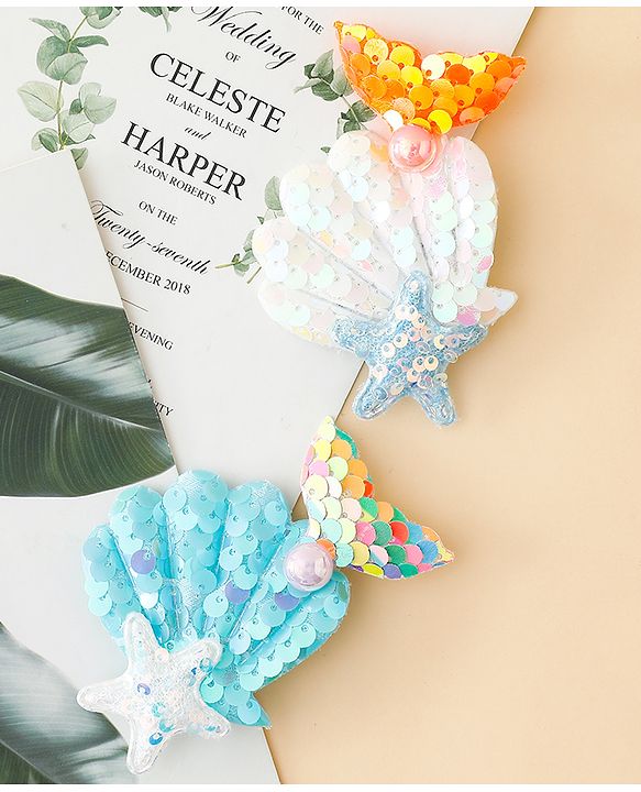 Babyhug Hair Pins And Clips With Sequin and Pearls Pack of 2 - Multicolor