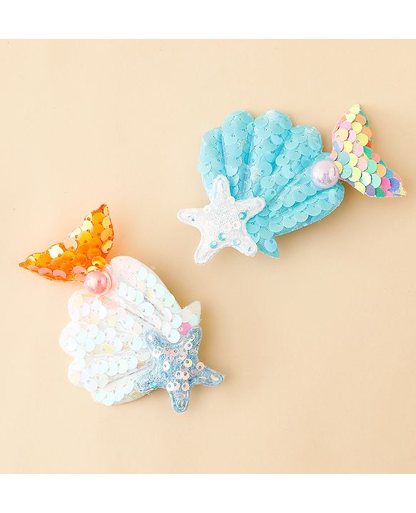 Babyhug Hair Pins And Clips With Sequin and Pearls Pack of 2 - Multicolor