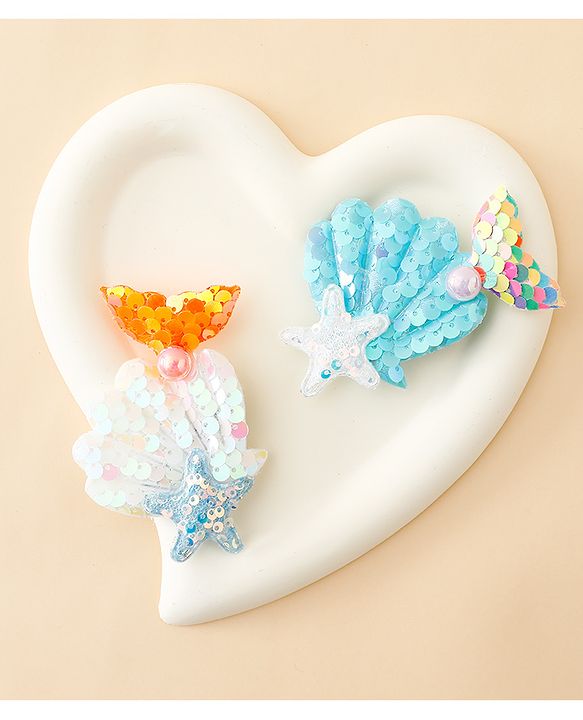 Babyhug Hair Pins And Clips With Sequin and Pearls Pack of 2 - Multicolor