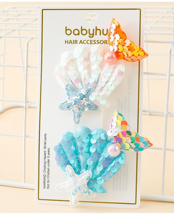 Babyhug Hair Pins And Clips With Sequin and Pearls Pack of 2 - Multicolor