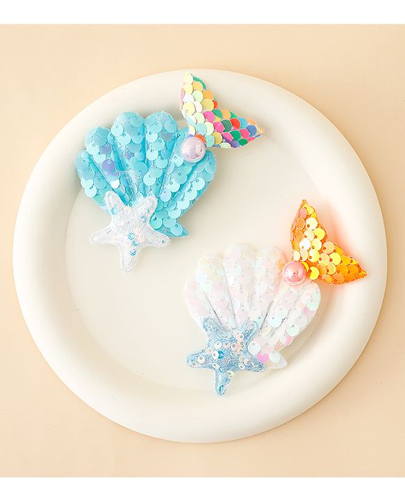 Babyhug Hair Pins And Clips With Sequin and Pearls Pack of 2 - Multicolor