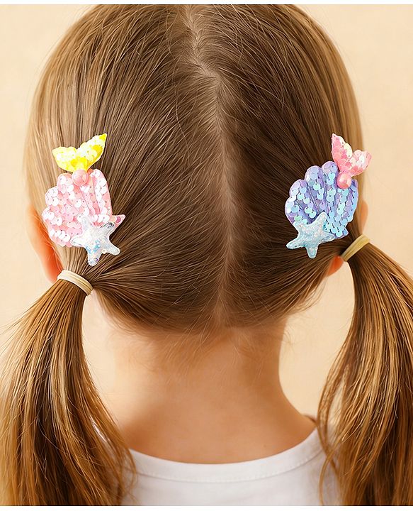 Babyhug Hair Pins And Clips With Sequin and Pearls Pack of 2 - Multicolor