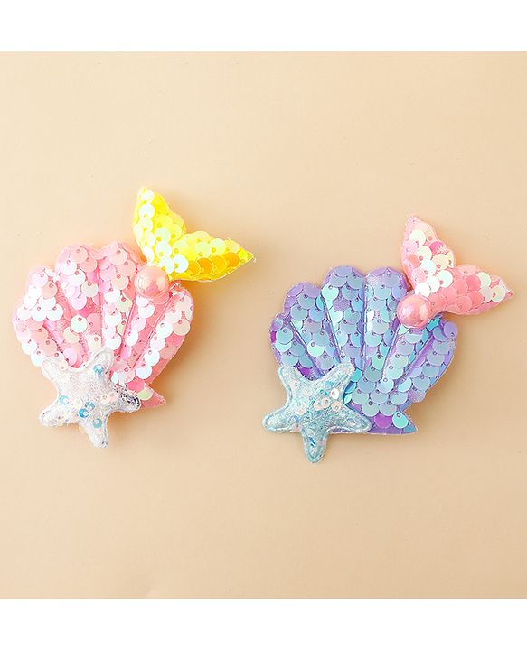 Babyhug Hair Pins And Clips With Sequin and Pearls Pack of 2 - Multicolor