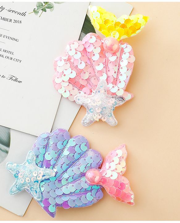 Babyhug Hair Pins And Clips With Sequin and Pearls Pack of 2 - Multicolor