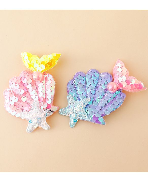 Babyhug Hair Pins And Clips With Sequin and Pearls Pack of 2 - Multicolor
