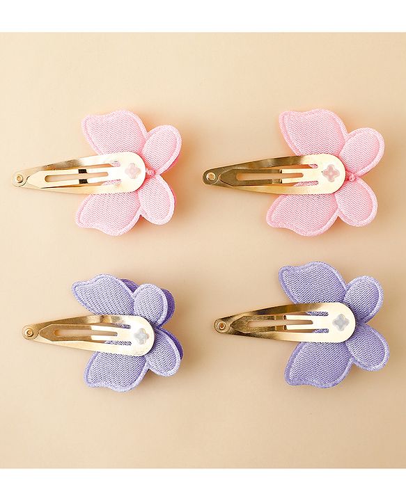 Babyhug Free Size Snap Clips With Butterfly Applique Pack Of 4 - Multicolor