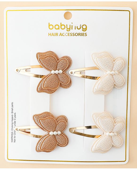 Babyhug Free Size Snap Clips With Butterfly Applique Pack Of 4 - Multicolor