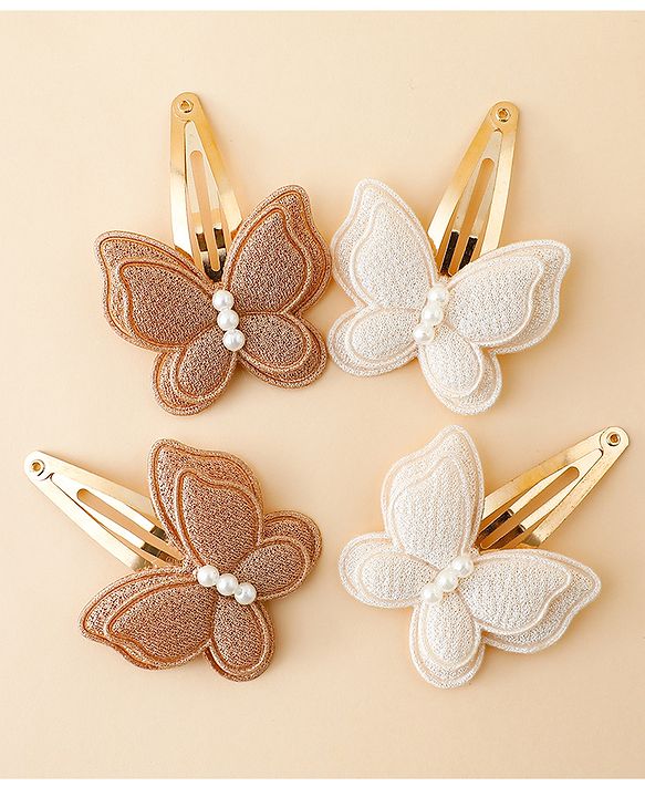Babyhug Free Size Snap Clips With Butterfly Applique Pack Of 4 - Multicolor