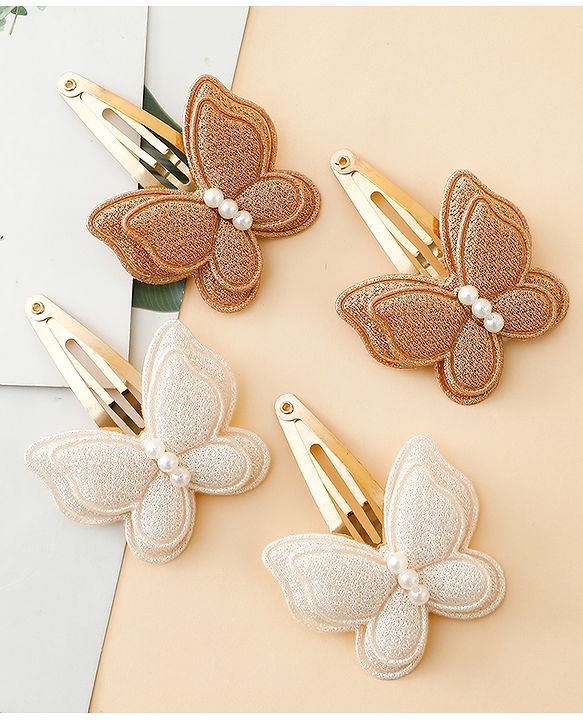 Babyhug Free Size Snap Clips With Butterfly Applique Pack Of 4 - Multicolor