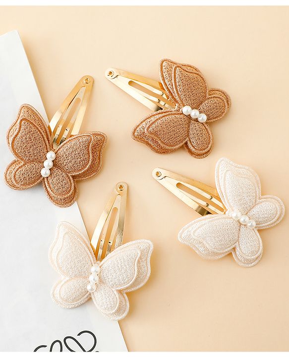 Babyhug Free Size Snap Clips With Butterfly Applique Pack Of 4 - Multicolor