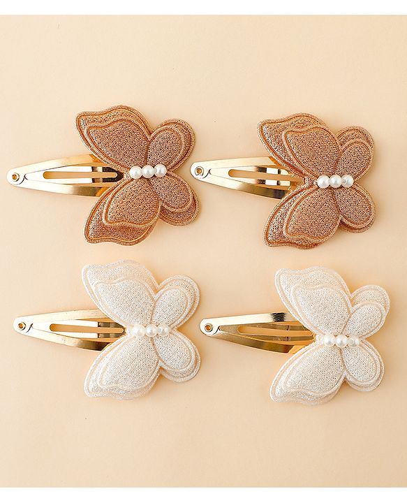 Babyhug Free Size Snap Clips With Butterfly Applique Pack Of 4 - Multicolor