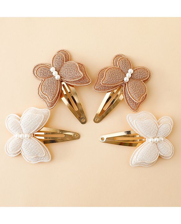 Babyhug Free Size Snap Clips With Butterfly Applique Pack Of 4 - Multicolor