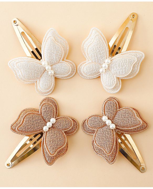 Babyhug Free Size Snap Clips With Butterfly Applique Pack Of 4 - Multicolor