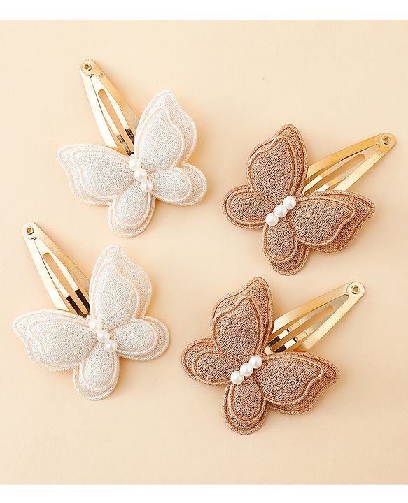 Babyhug Free Size Snap Clips With Butterfly Applique Pack Of 4 - Multicolor