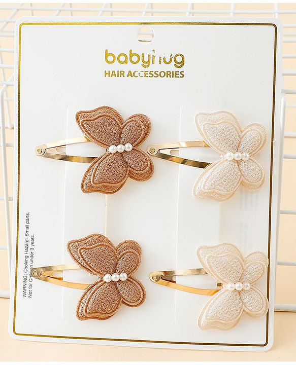 Babyhug Free Size Snap Clips With Butterfly Applique Pack Of 4 - Multicolor