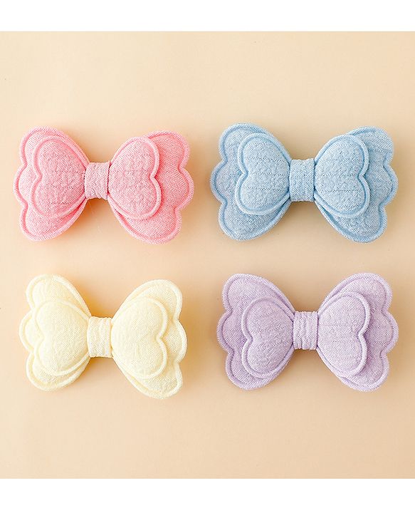 Babyhug Free Size Bow & Butterfly Clips Pack Of 4 - Multicolor