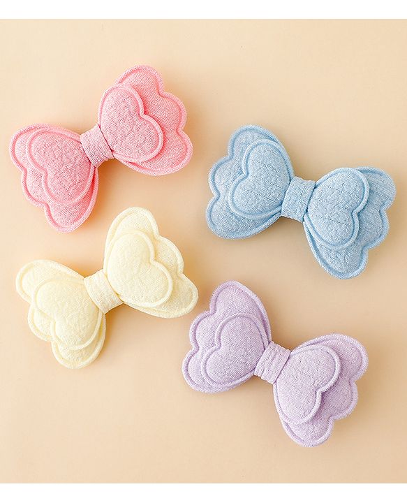 Babyhug Free Size Bow & Butterfly Clips Pack Of 4 - Multicolor