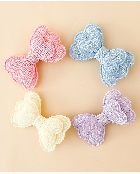 Babyhug Free Size Bow & Butterfly Clips Pack Of 4 - Multicolor
