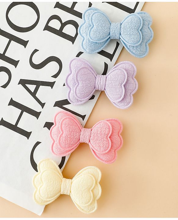 Babyhug Free Size Bow & Butterfly Clips Pack Of 4 - Multicolor